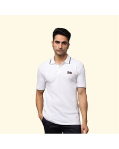 Greys&Blues Pima Collar T-Shirt-White with Black